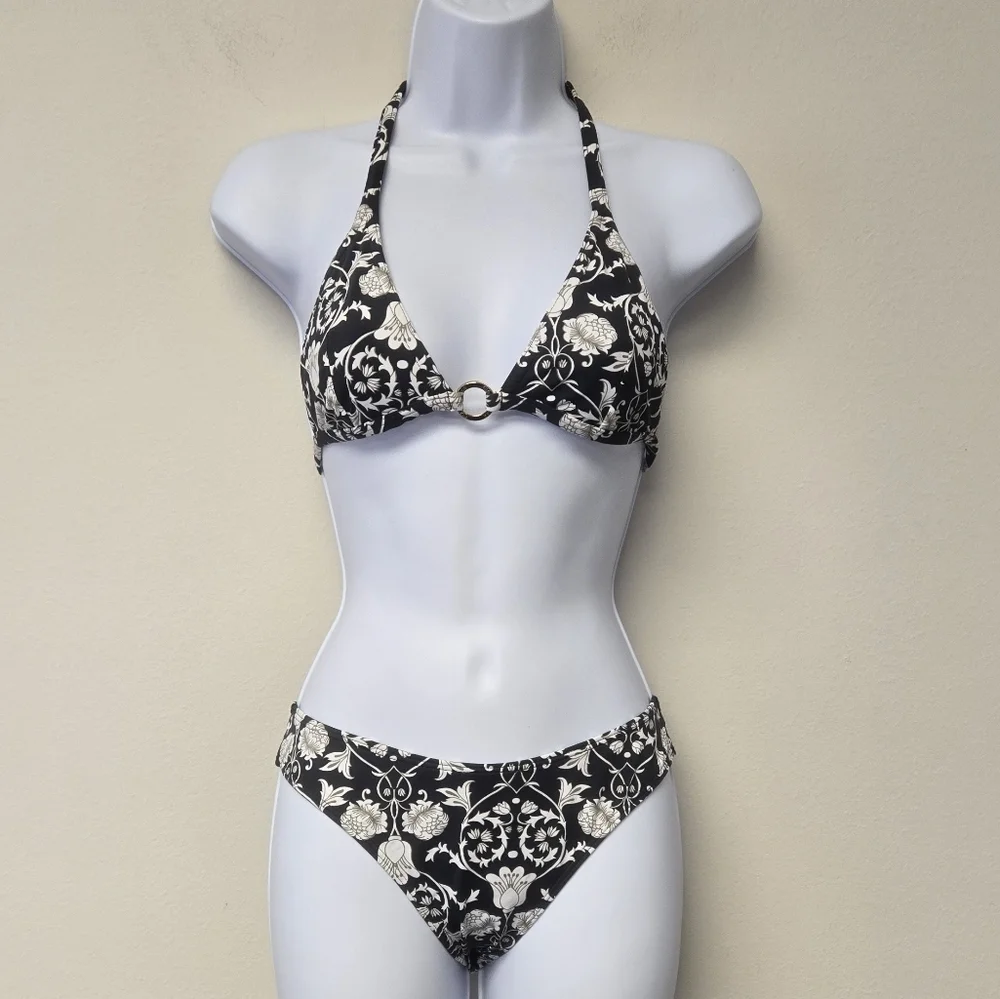 Cia maritima Floral Bikini Set Black and White L
